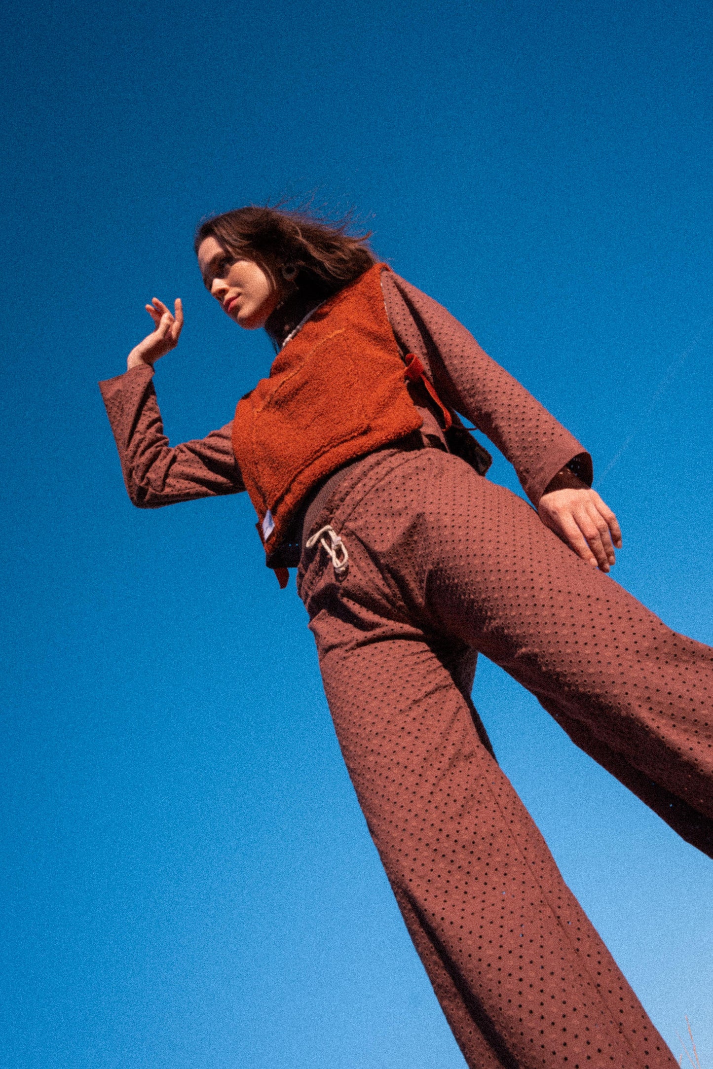 chasuble réversible terracota & carreaux