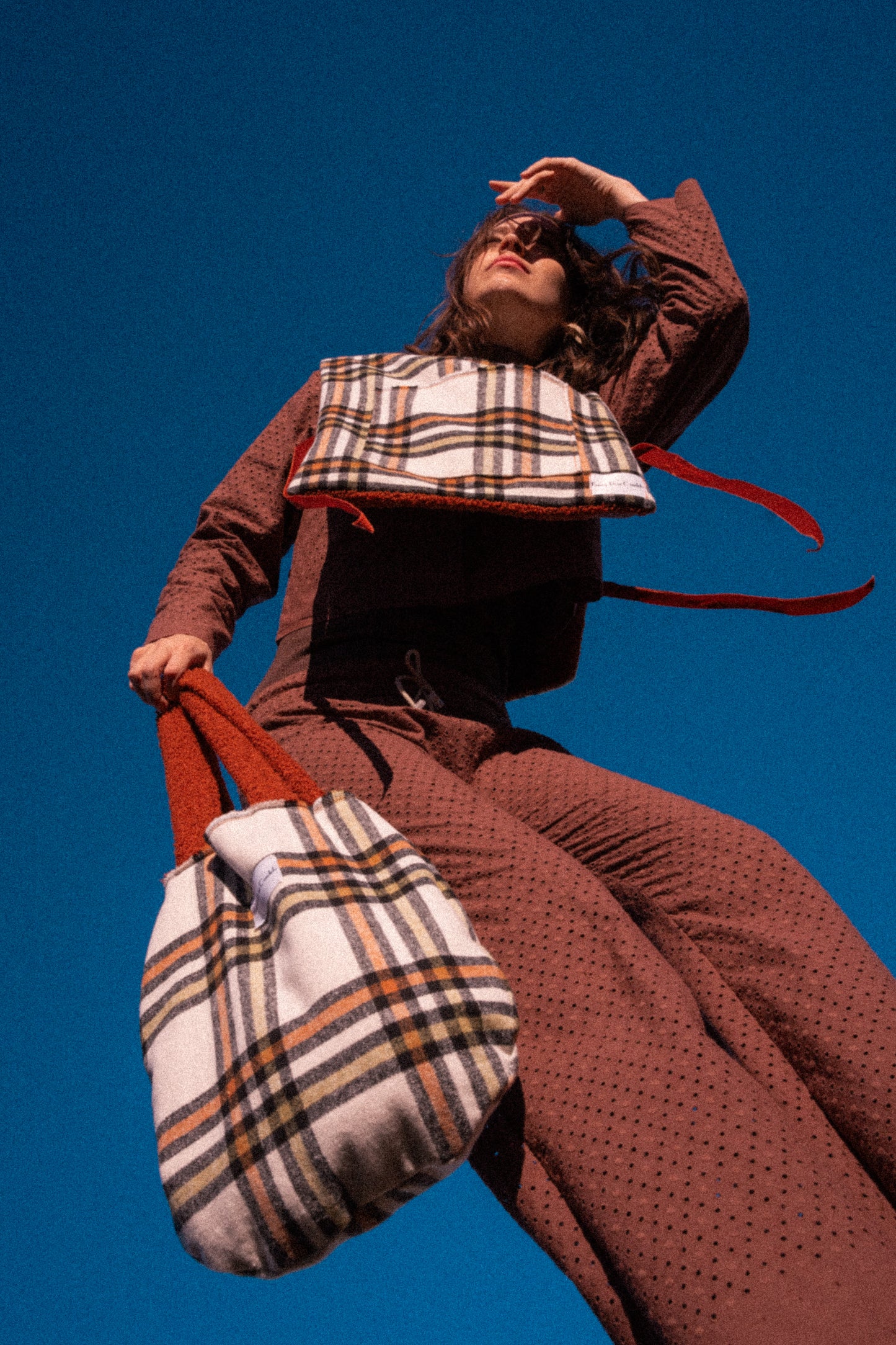 chasuble réversible terracota & carreaux